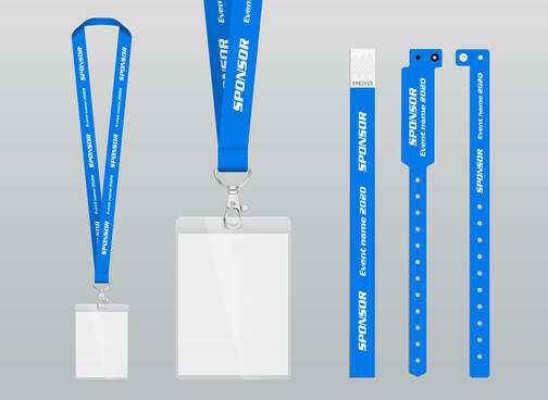 Vector illustration of lanyard and bracelets for identification and access to events.