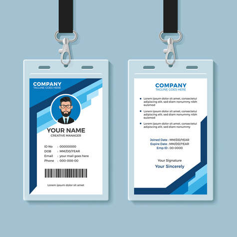 Blue Graphic Employee ID Card Template